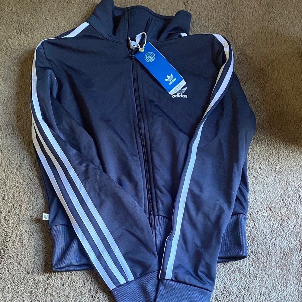 Adidas Shadow Navy Jacket with White Stripes